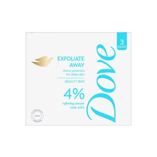 Image of Dove Exfoliate Away Serum Beauty Bar | 4% Refining Serum + AHA | Micro-polishes for silkier skin | Paraben & SLS free | 