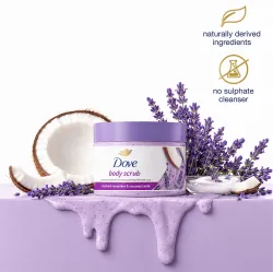 DOVE Exfoliating Body Polish Scrub Crushed Lavender & Coconut Milk for Dry Skin