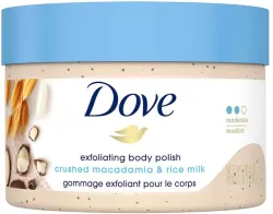 DOVE Exfoliating Body Polish Crushed Macadamia & Rice Milk for Dry Skin, 298g Scrub (298 g)