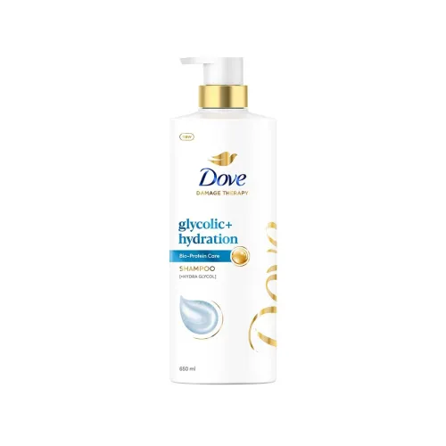 Image of Dove Glycolic + Hydration Shampoo 650 ml with 5% Hydra-Glycol for Upto 100 hours of hydrated, fluid hair.