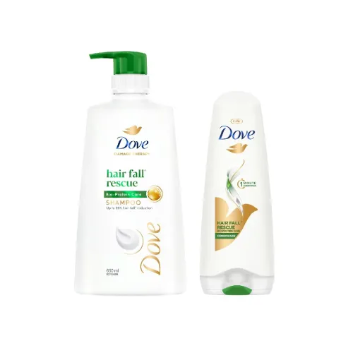 Image of Dove Hair Fall Rescue Shampoo 650ml & Dove Hair Fall Rescue Conditioner 175ml, Combo | For Thicker Hair | Enriched with 
