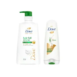 Dove Hair Fall Rescue Shampoo 650ml & Dove Hair Fall Rescue Conditioner 175ml, Combo | For Thicker Hair | Enriched with 