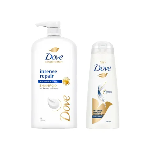 Image of Dove Intense Repair Shampoo & Conditioner Combo 1 Ltr + 335 ml (Enriched with Keratin Actives)