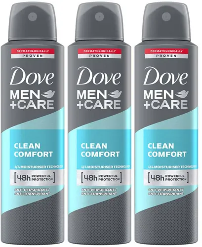 Image of Dove Men+Care Antiperspirant Spray – Pack of 3 (450ml)