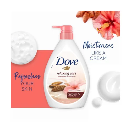 Image of Dove Relaxing Almond Cream Body Wash with Hibiscus for Smooth Skin, Soft & Sweet Scent 1L