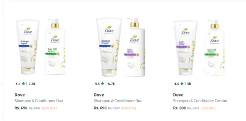 Image of Dove Shampoo 1L & Hair Conditioner Minimum 60% Discount