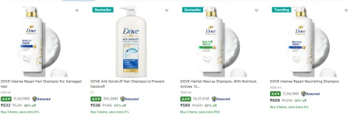 Image of Dove shampoo at minimum 50% Discount