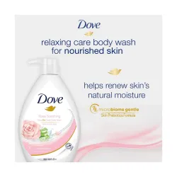 Dove Soothing Rose & Aloe Vera Body Wash for Replenished Skin, Refreshing Scent 1L