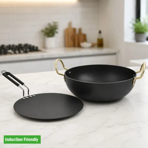 Image of Dozy Iron Non-Stick Deep Kadhai with Stainless Steel Handles
