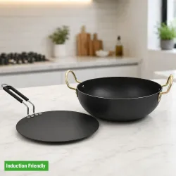 Dozy Iron Non-Stick Deep Kadhai with Stainless Steel Handles