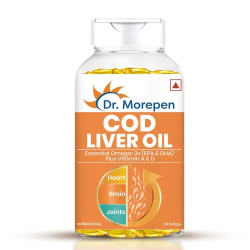 Image of Dr. Morepen COD Liver Oil Capsules Pack of 100 Softgels