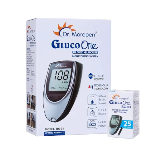Image of DR. MOREPEN GlucoOne Blood Glucose Monitor Model BG 03 with 25 Strips