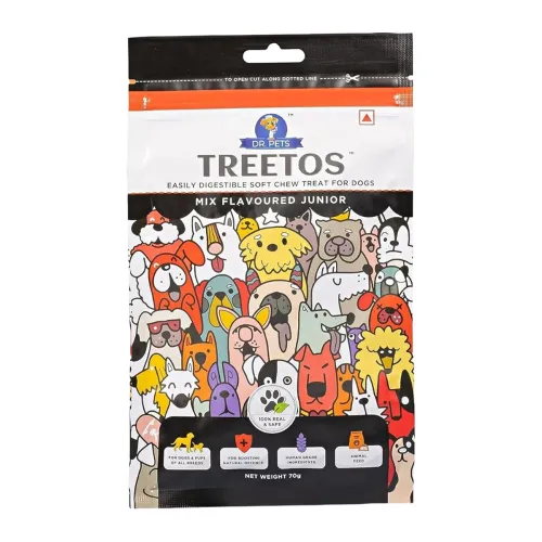 Image of Dr. Pets Pack of 5 (70g Each) Treetos Mix Flavour Dog Treats Soft Chew Sticks