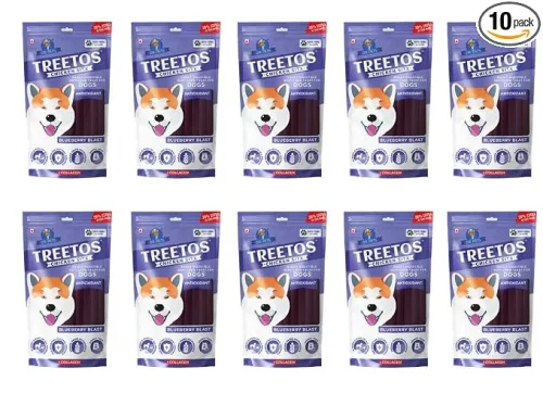 Image of Dr. Pets Pack of 10 (85g Each) Treetos Blueberry Blast Dog Treats
