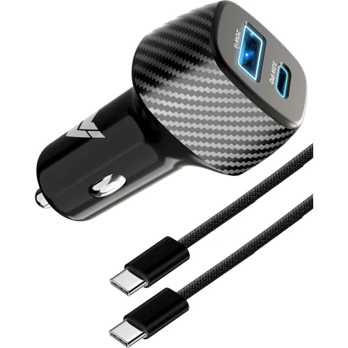Image of DR VAKU® 53W Car Charger Dual Port Fast Charging Type C PD 33W + 20W QC 3.0 USB for iPhone 17/16/15 All Series & Android