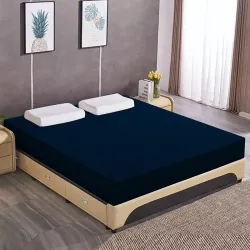 Dream Care Single Size Fitted Terry Cotton Stretchable, Waterproof Mattress Cover (75 inch x 48 inch, Blue)