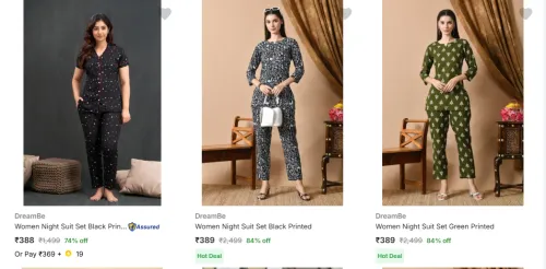 Image of Dreambe Women's Night Suits upto 84% Discount