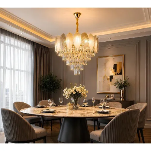 Image of DREAMY DESIGNS Feather Chandelier for Living Room