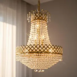 DREAMY DESIGNS Round Shape Italian Golden Chandelier for Living Room with S4
