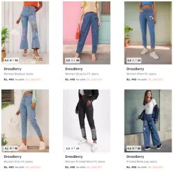 DressBerry Brand Womens Jeans @ Minimum 80% Discount