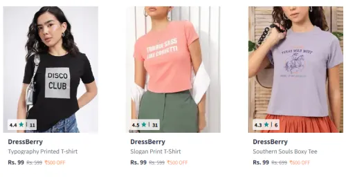 Image of Dressberry Women T-shirt Starting @ ₹99