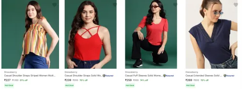 Image of Dressberry Women's Tops at minimum 70% Discount