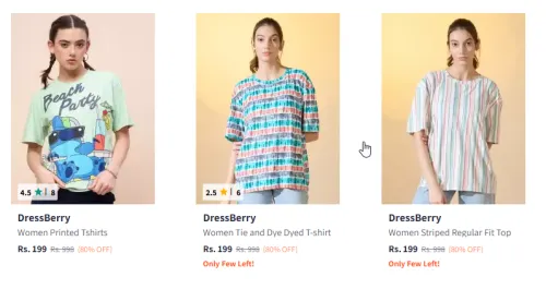 Image of DressBerry Women's T-shirts at minimum 80% Discount