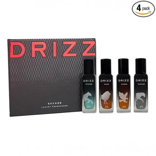 Image of DRIZZ Savage 4x20ml Perfume Gift Set for Men | Long Lasting Perfume for Man Combo with Untamed, Blaze, Classic & Panther