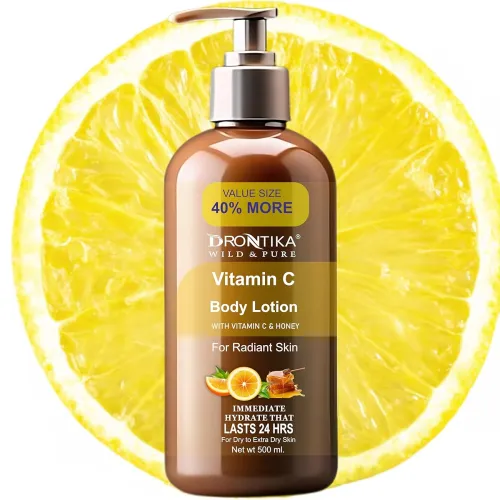 Image of Drontika Wild & Pure Vitamin C Body Lotion with Honey | Women, Men | Dry Skin Vitamin E, Turmeric & Kakadu Plum (Pack Of