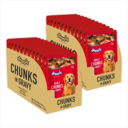 Drools Chunks in gravy for Adult - Chicken Liver and Real Chicken 3.6 kg (24x0.15 kg) Wet Adult Dog Food