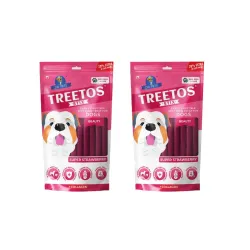 Dr. Pets Pack of 2 (85g Each) Treetos Soft Dog Treats | Chicken Sticks with Strawberry Flavour for Puppies & Adult Dogs 