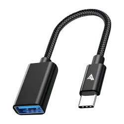 DR VAKU® Type C to USB A 3.0 OTG Cable Adapter Connector Fast Charging Data Transfer Cord Speed Upto 4.8 GBPS Nylon Brai