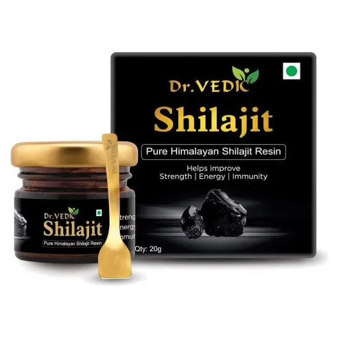 Image of Dr Vedic 100% Pure & Natural Himalayan Shilajit/Shilajeet Resin Improves - Strength | Energy | Immunity - 20g