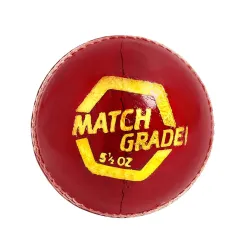 DSC Match Grade Cricket Leather Ball - Official Size & Weight 5.5oz Professional Match Ball, Alum Tanned 4-Piece Construction (Red, Pack of 1)