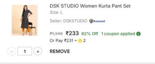 Image of DSK STUDIO Women Crepe Kurta Pant Set