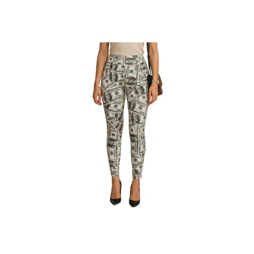Image of DTR FASHION Women's White Printed Stretchable Cotton Blend Casual Jegging
