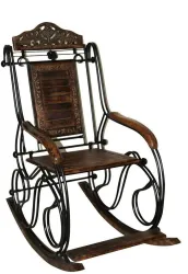 DUA DECOR SHOPPEE Solid Wood 1-Seater Rocking Chair