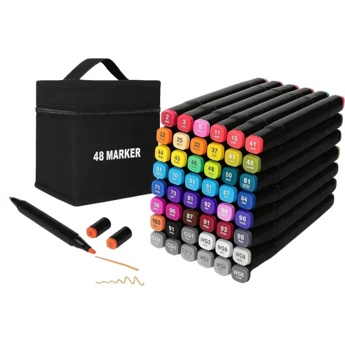 Image of Dual Tip Alcohol Markers Pen Set of 48