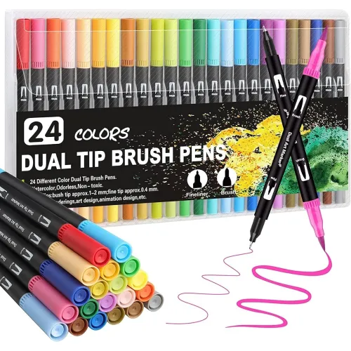 Image of Dual Tip Brush Marker Pens