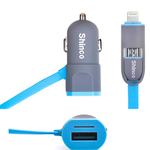 Image of Dual USB 3.0 Car Charger with 1.2m 2-in-1 Cable