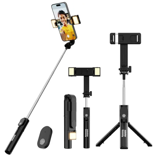 Image of Dubstep Flickstick Lit Smart Selfie Stick 360° Rotation Mobile Stand | Enabled Extendable Selfie Stick/Tripod with Wirel