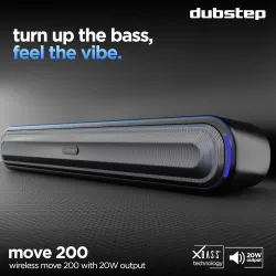 Dubstep Move 200 with 12 Hrs Playtime, 52mm Dynamic Driver, TWS Pairing, 20 W Bluetooth Soundbar (Black, 2.0 Channel)