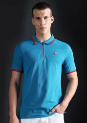DUCATI  Men Colorblock Polo Blue T-Shirt