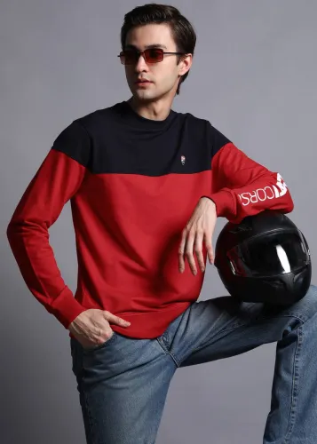 Image of DUCATI  Men Full Sleeve Color Block Sweatshirt