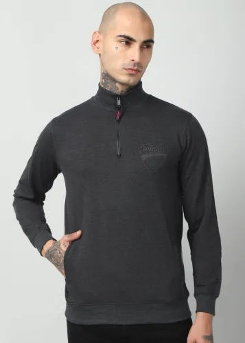 Image of DUCATI Men Full Sleeve Embroidered Sweatshirt