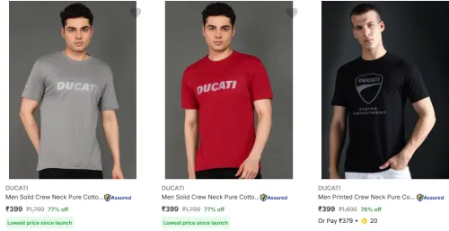 Image of Ducati Men's T-Shirts upto 77% Discount