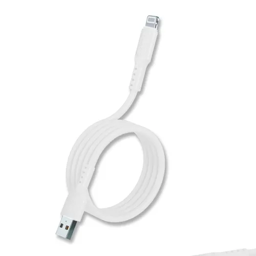Image of DUDAO Silicone USB A Compatible Cable | Compatible For iPhone - 1M White