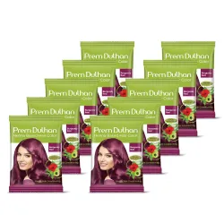Dulhan Burgundy Red Henna Based Hair Color, 10 g (Pack of 10)