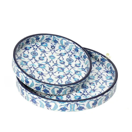 Image of DULI Set of 2 MDF Wood Enamel Coated Multipurpose Trays
