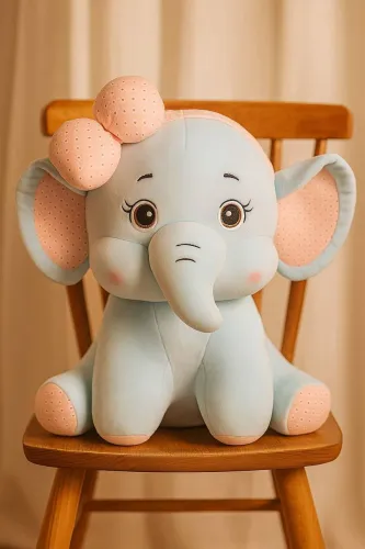 Image of Dunky Soft Toys Elephant with Bow A Cuddly Companion for All Ages 